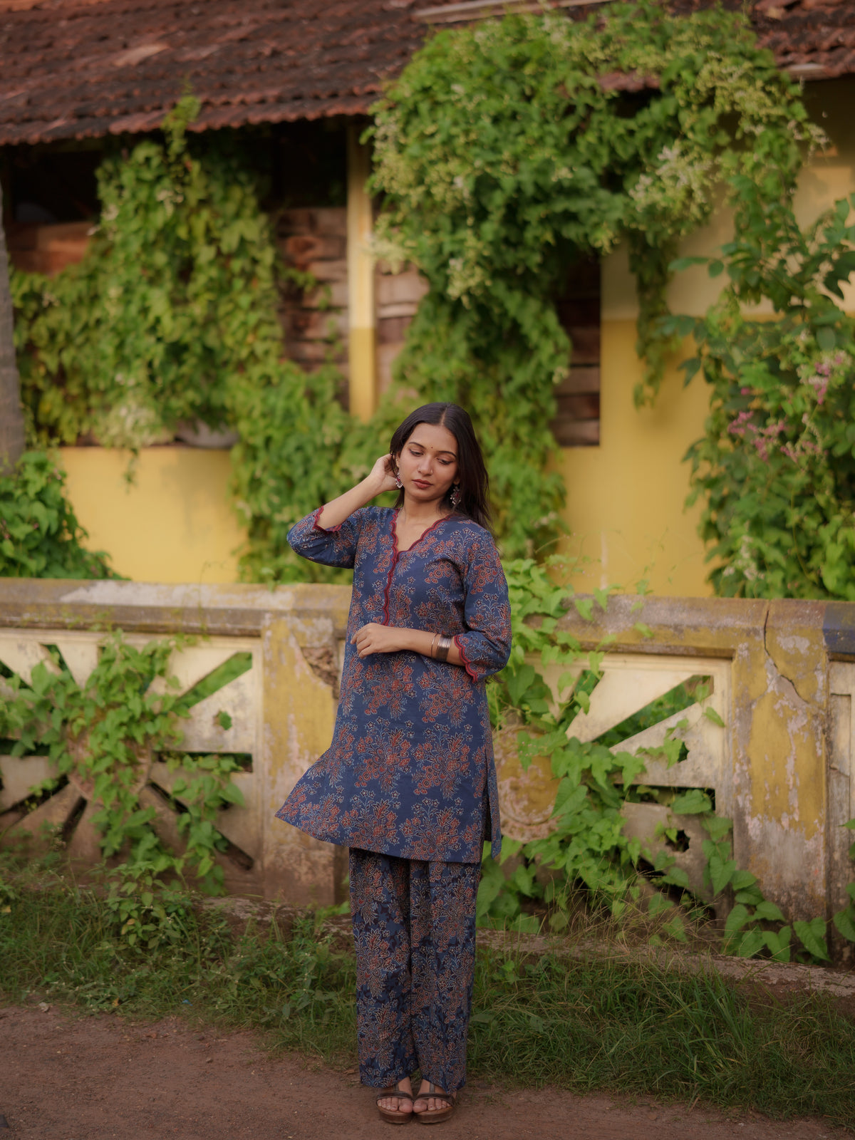 Mann Indigo Ajrakh Farsi Salwar Set