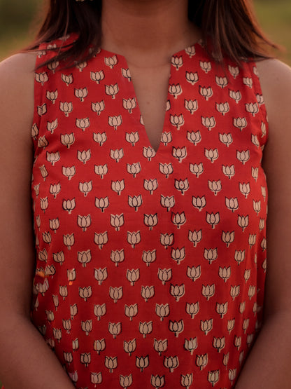 Gamyam Madder Red Bagru Co-ord Set