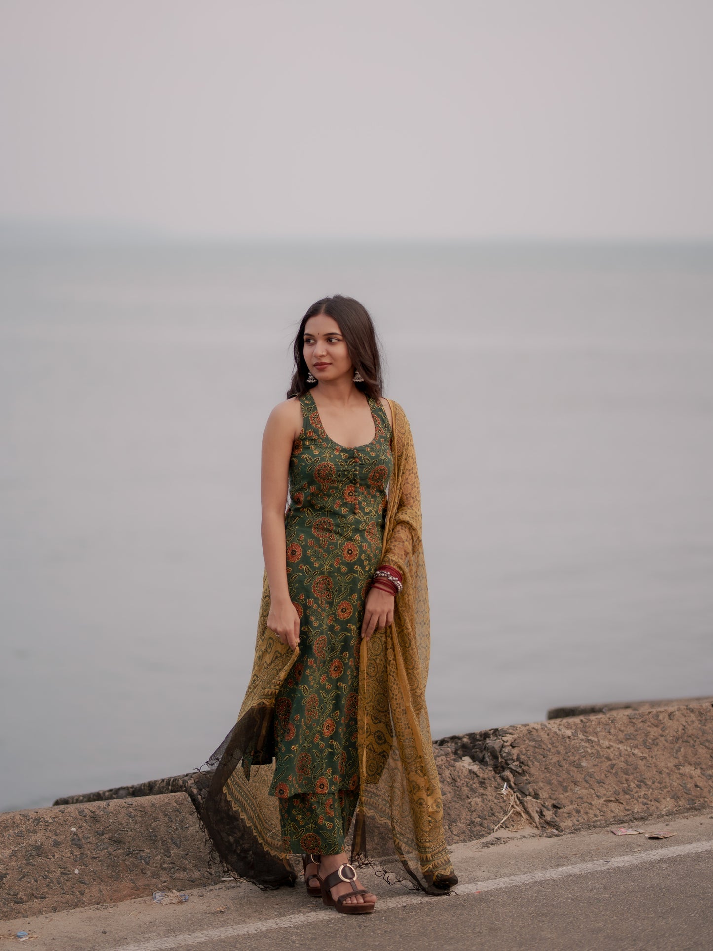 Varnam Hara Ajrakh Co-ord Set