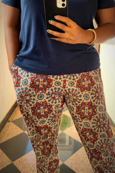 Ajrakh Lazy Pants Floral Beige