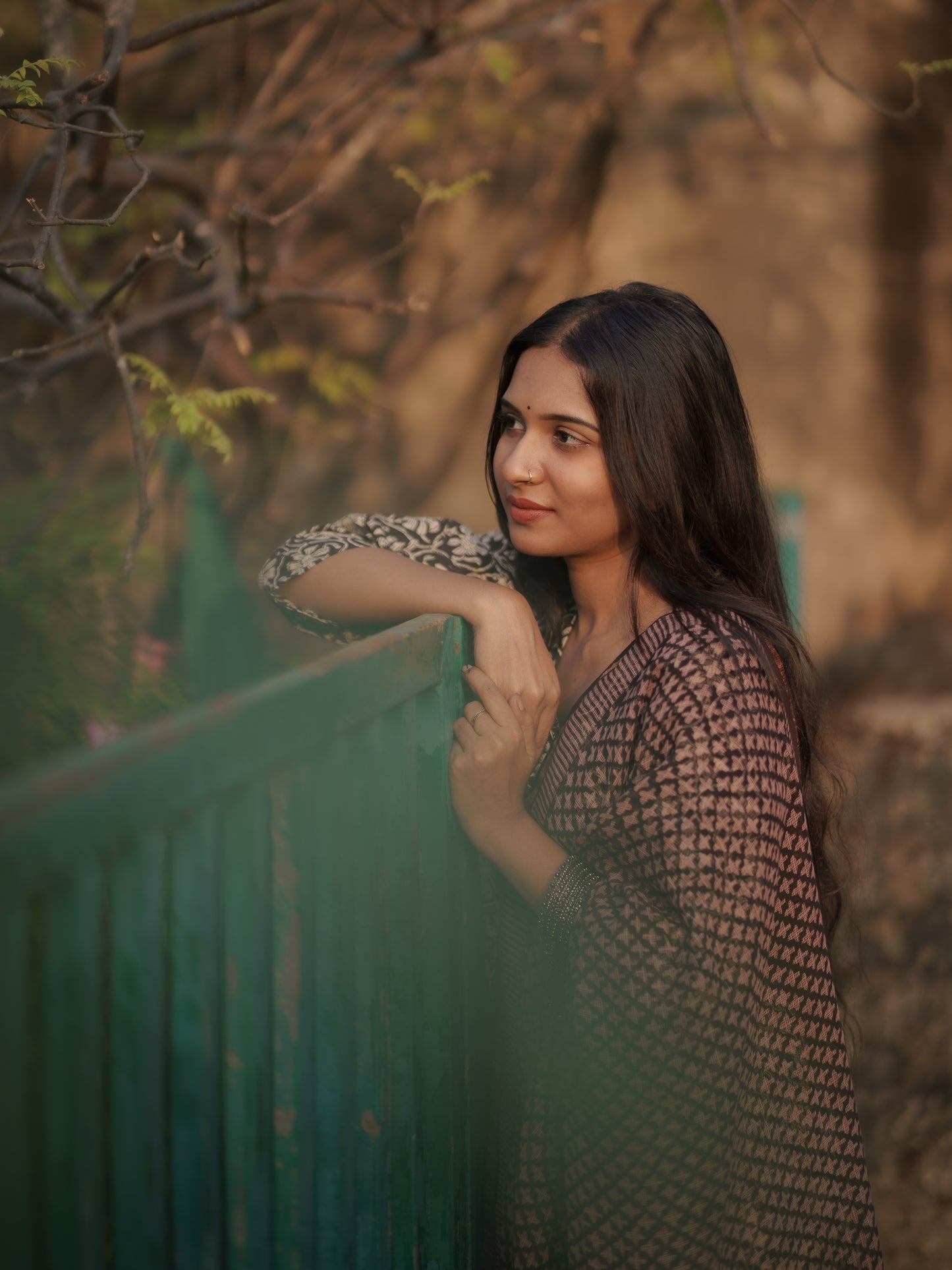 Myraa Black Kota Cotton Ajrakh dupatta