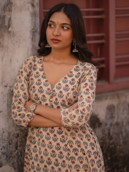 Maya Beige Bagru Co-ord Set