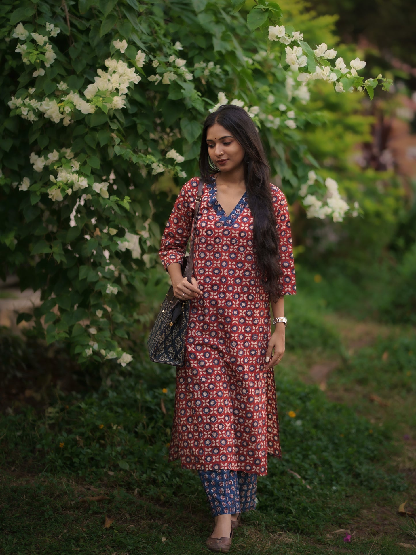 Mandaaram Madder Red Bagru Kurta