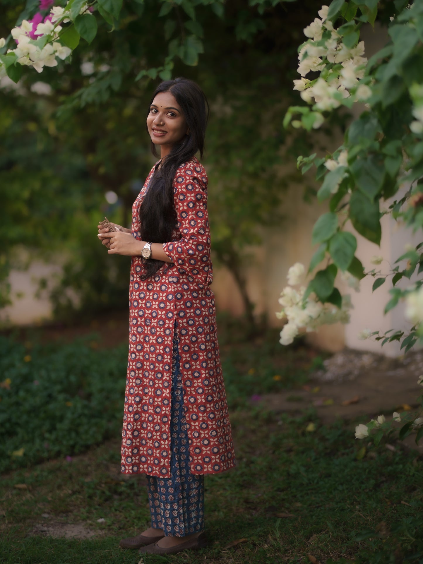 Mandaaram Madder Red Bagru Kurta