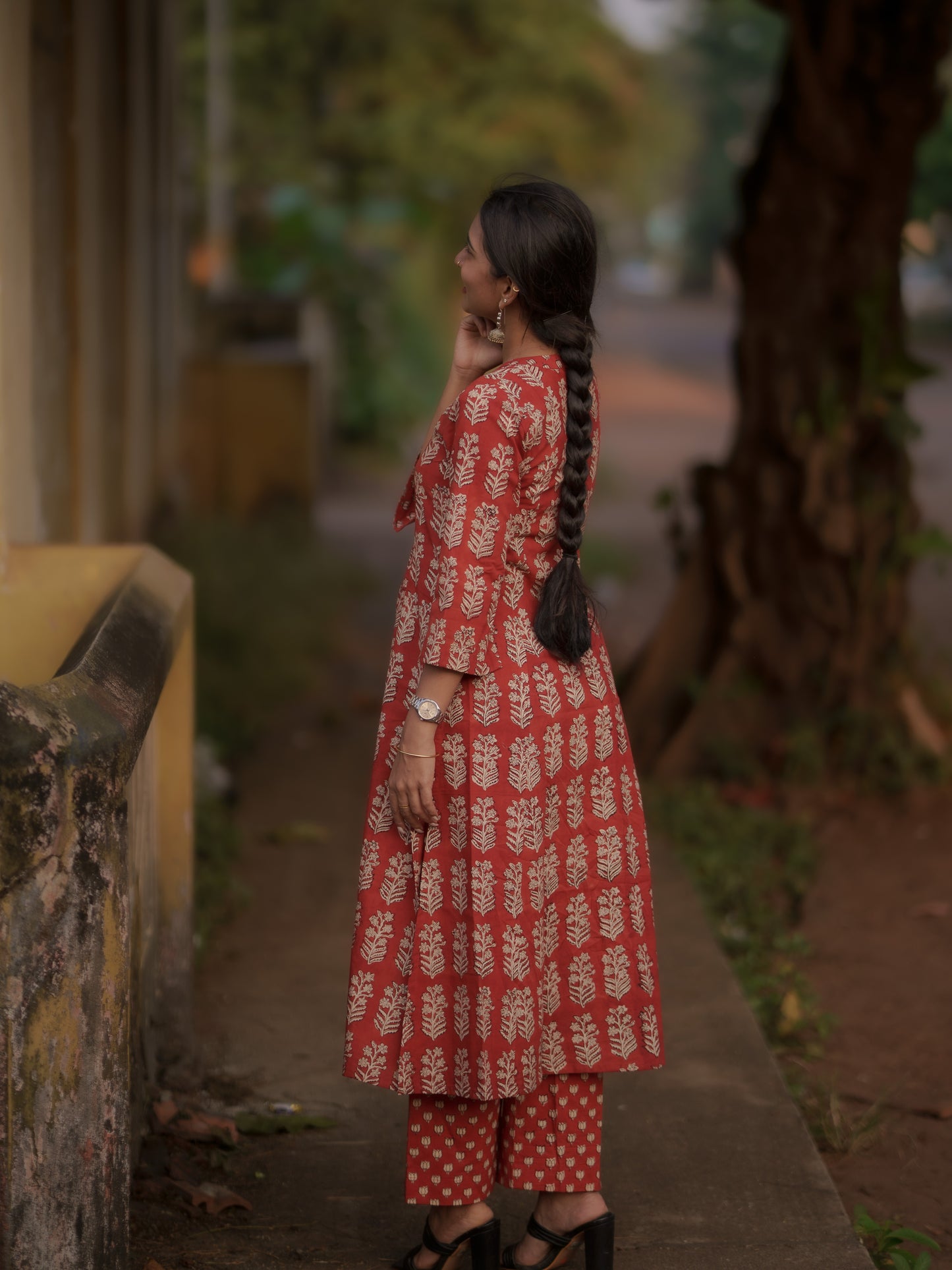 Taamara Madder Red Bagru Kurta