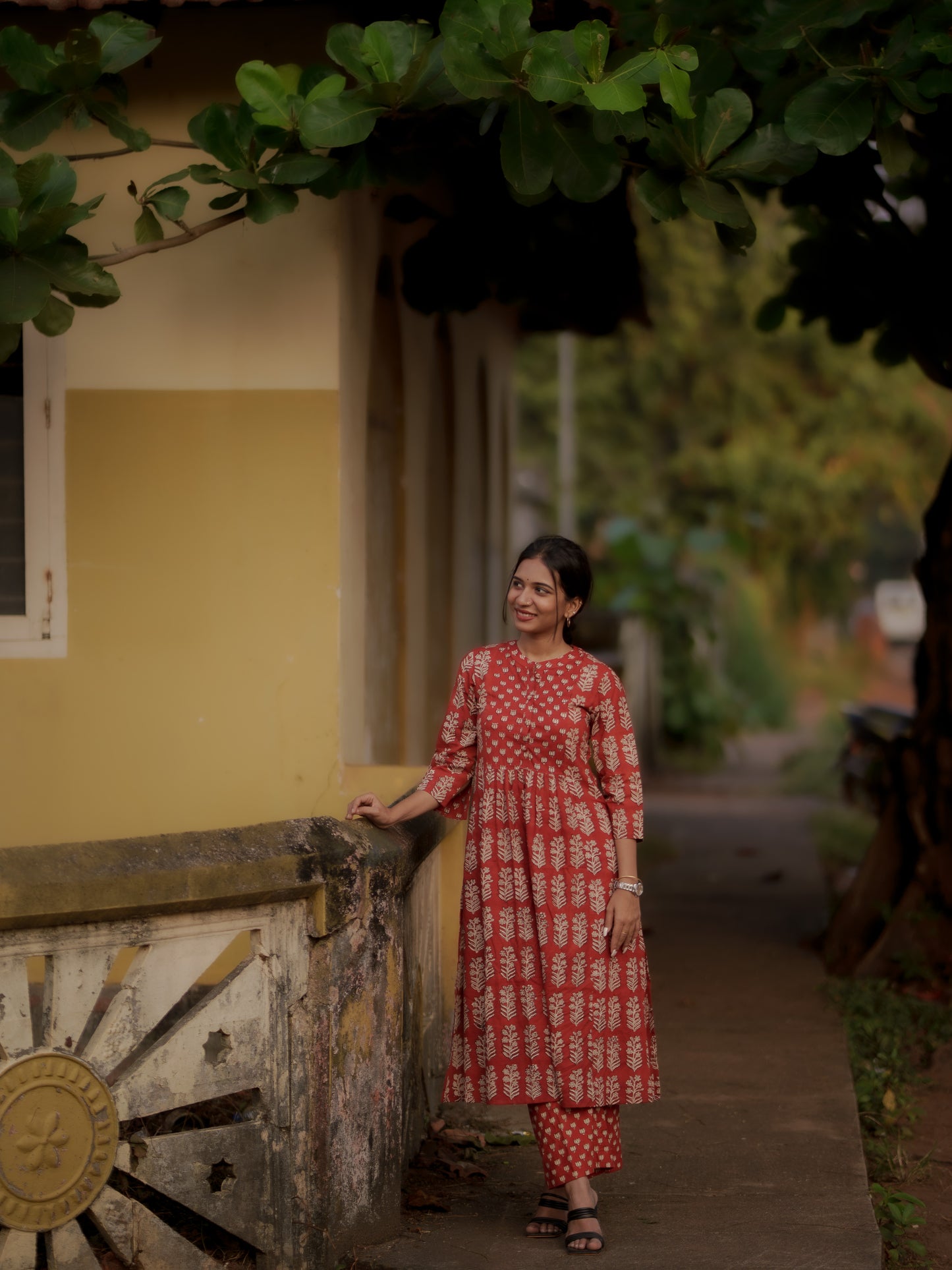 Taamara Madder Red Bagru Kurta