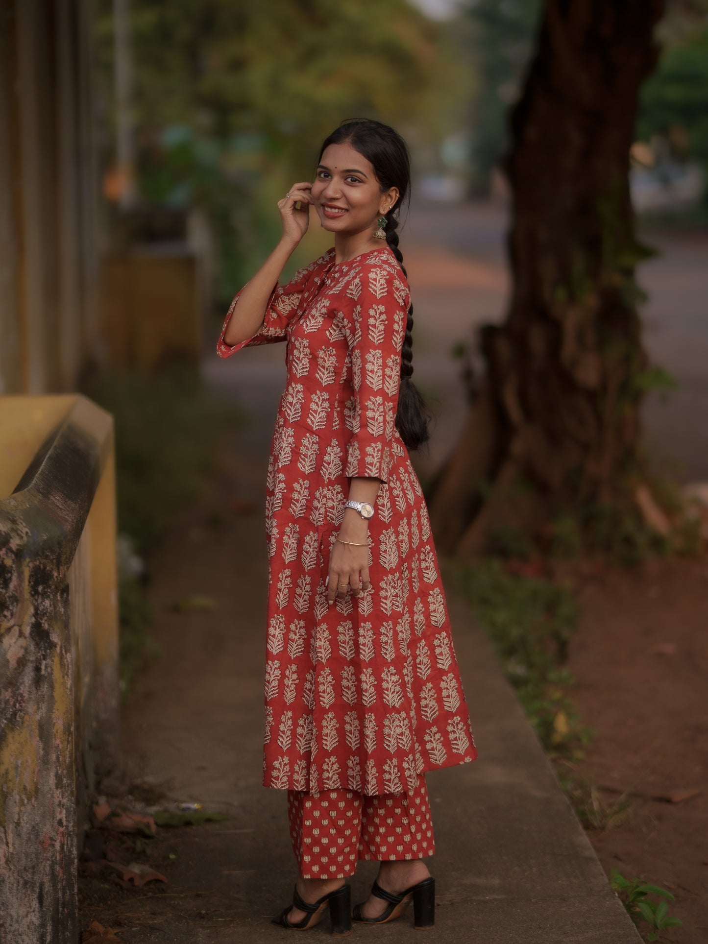 Taamara Madder Red Bagru Kurta