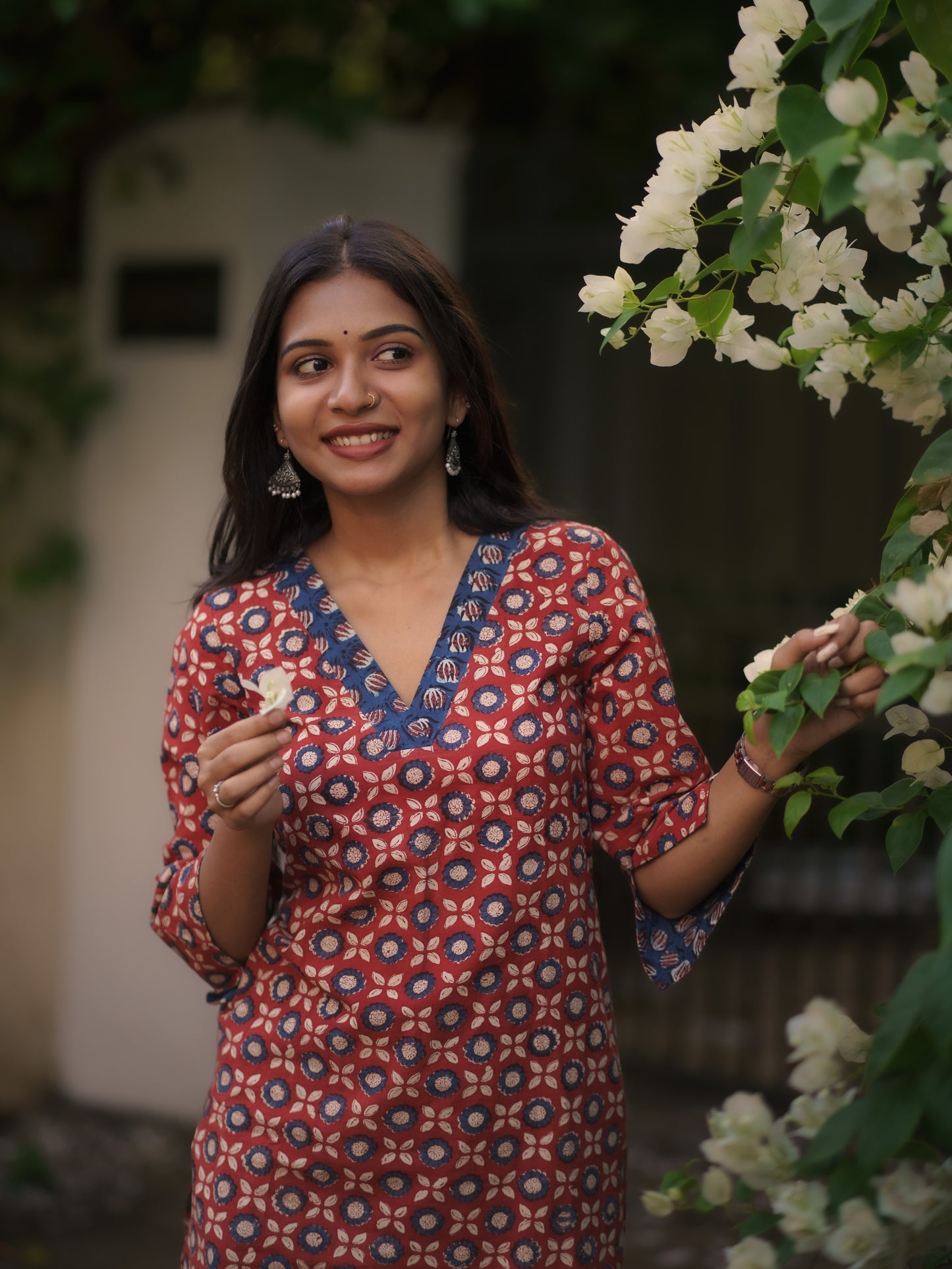 Mandaaram Madder Red Bagru Kurta