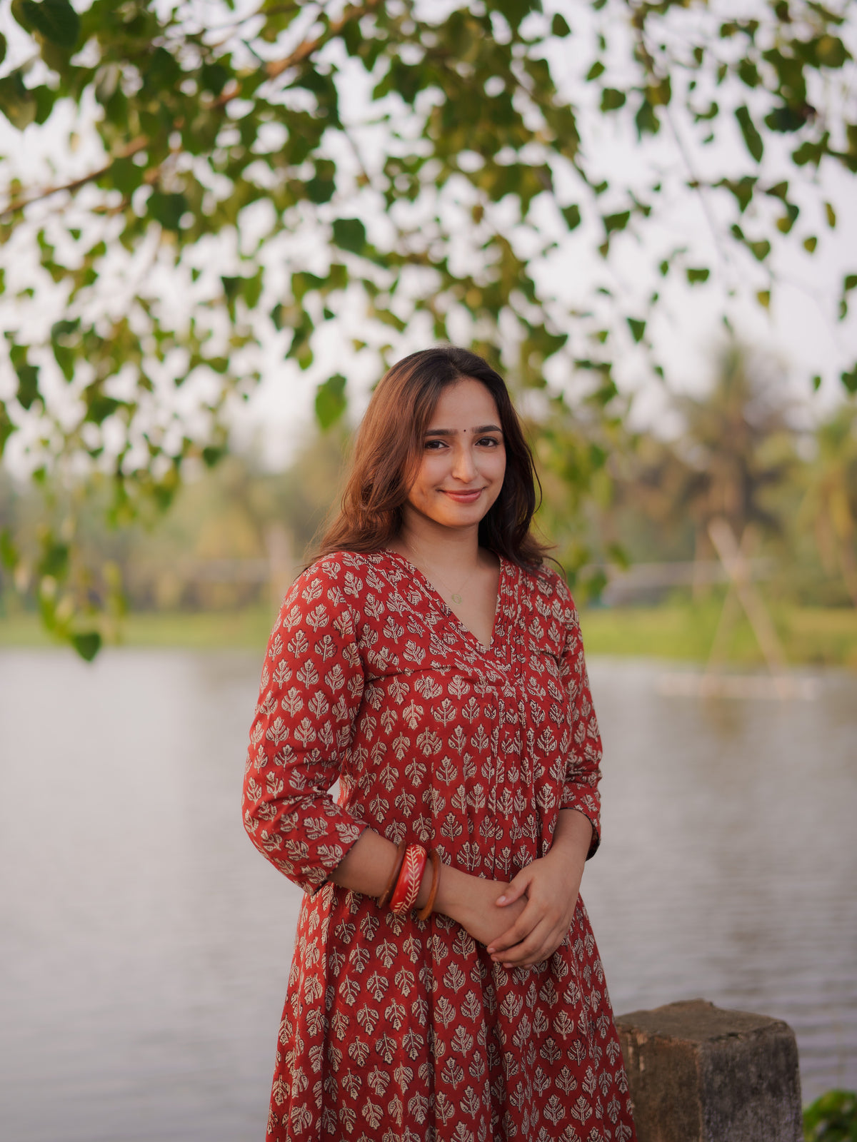 Katha Kalidaar Madder Red Bagru Co-ord Set