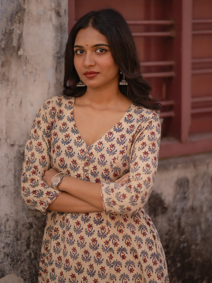 Maya Beige Bagru Co-ord Set