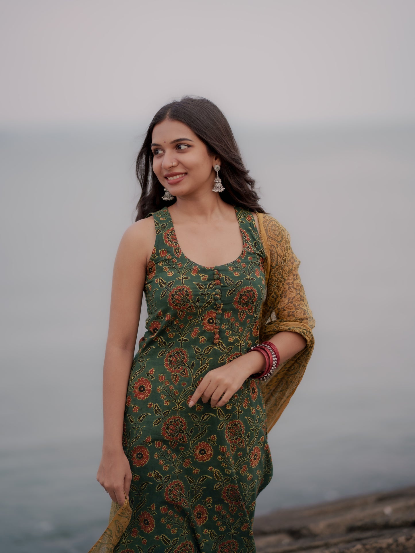 Varnam Hara Ajrakh Co-ord Set