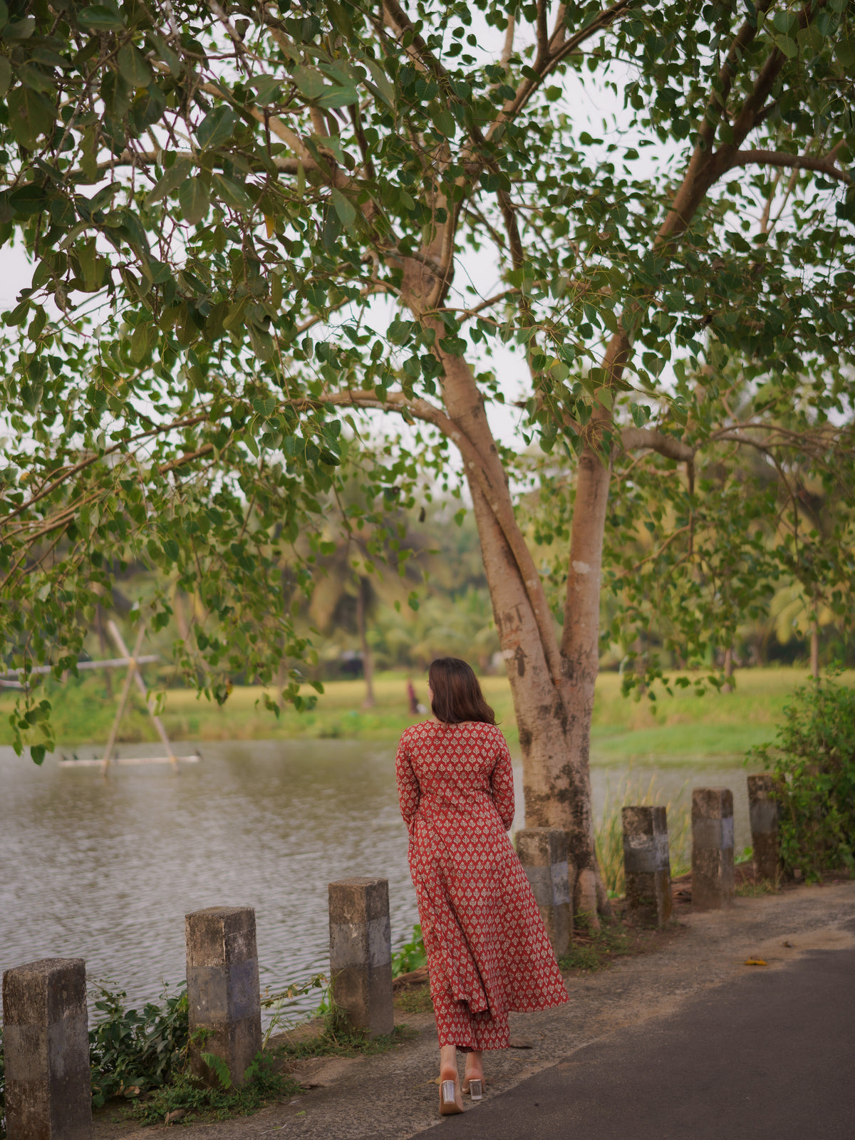 Katha Kalidaar Madder Red Bagru Co-ord Set