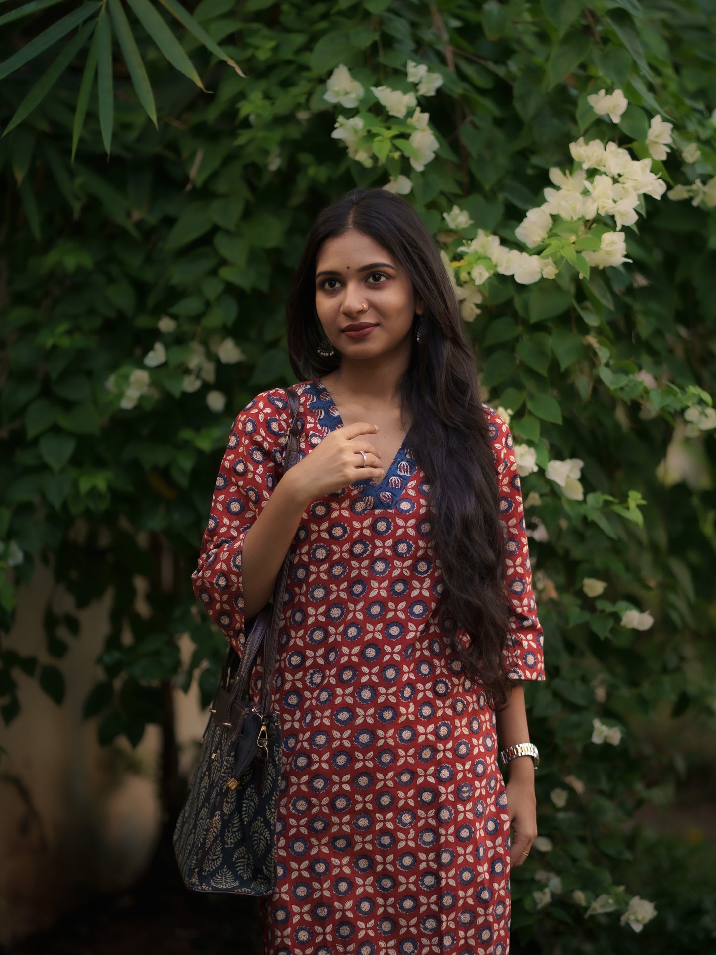 Mandaaram Madder Red Bagru Kurta