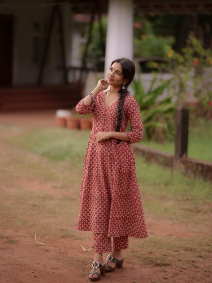 Maya Madder Red Bagru Co-ord Set