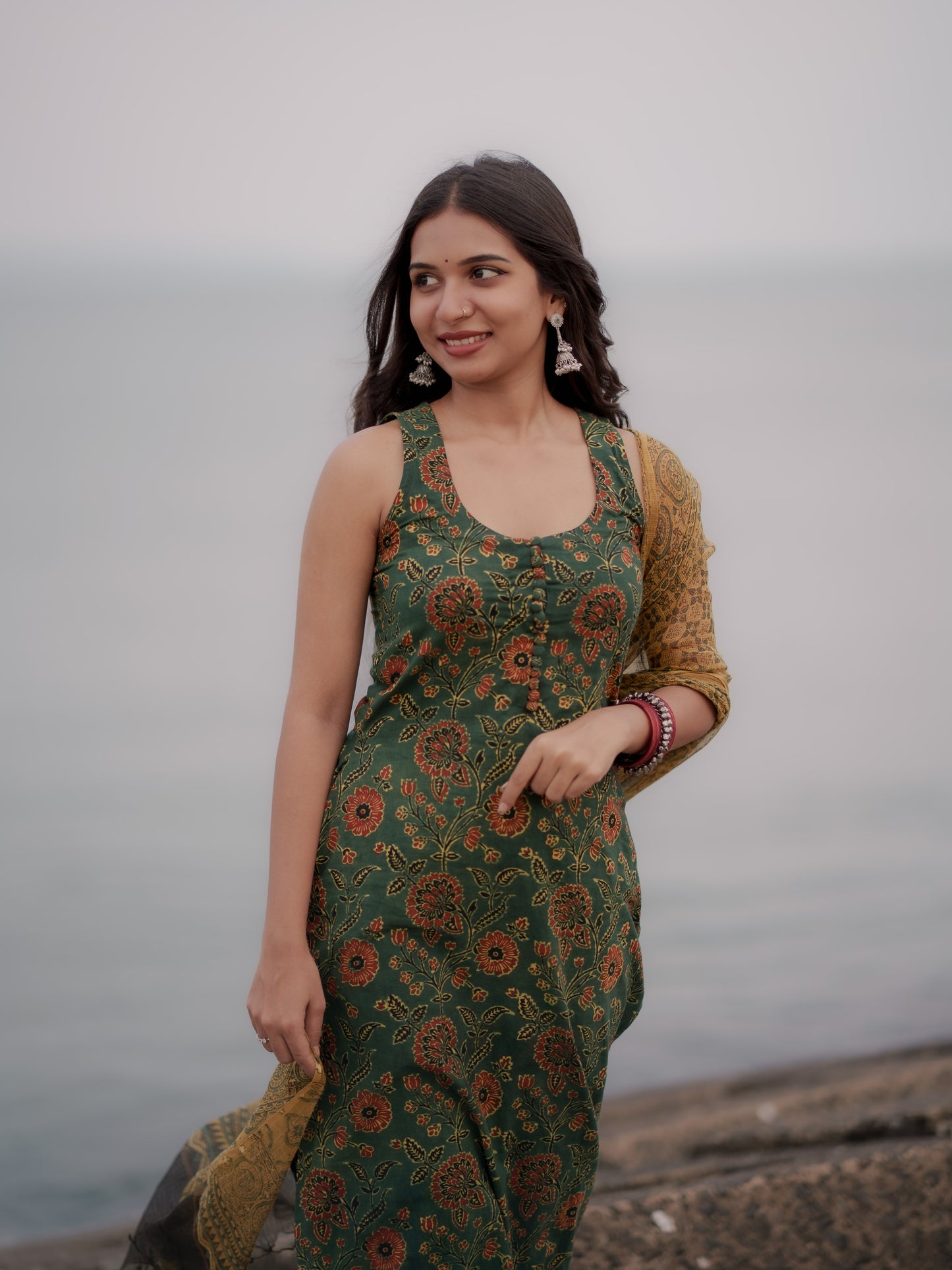 Varnam Hara Ajrakh Co-ord Set