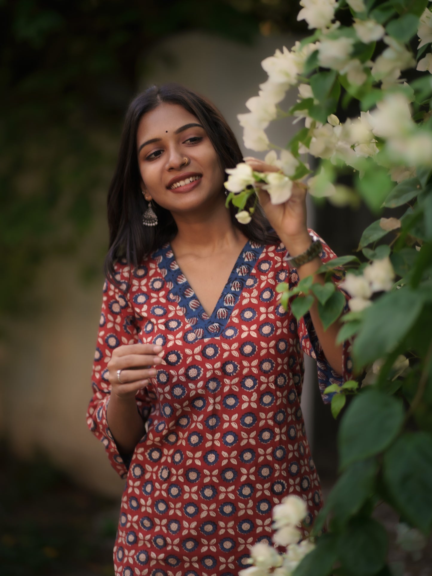 Mandaaram Madder Red Bagru Kurta