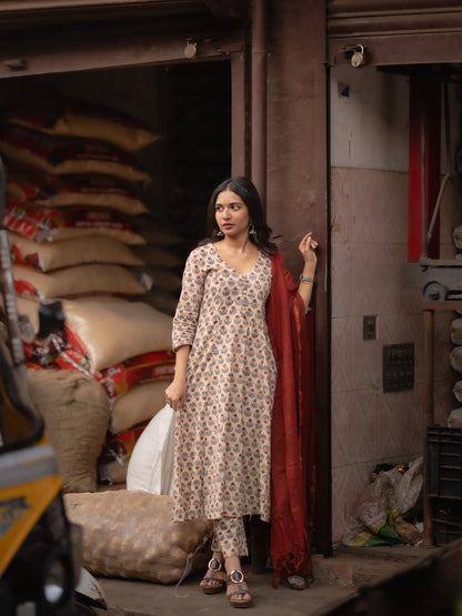 Maya Beige Bagru Co-ord Set