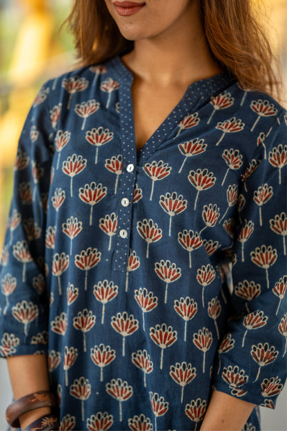 Haya Indigo Ajrakh Kurta Pant Set