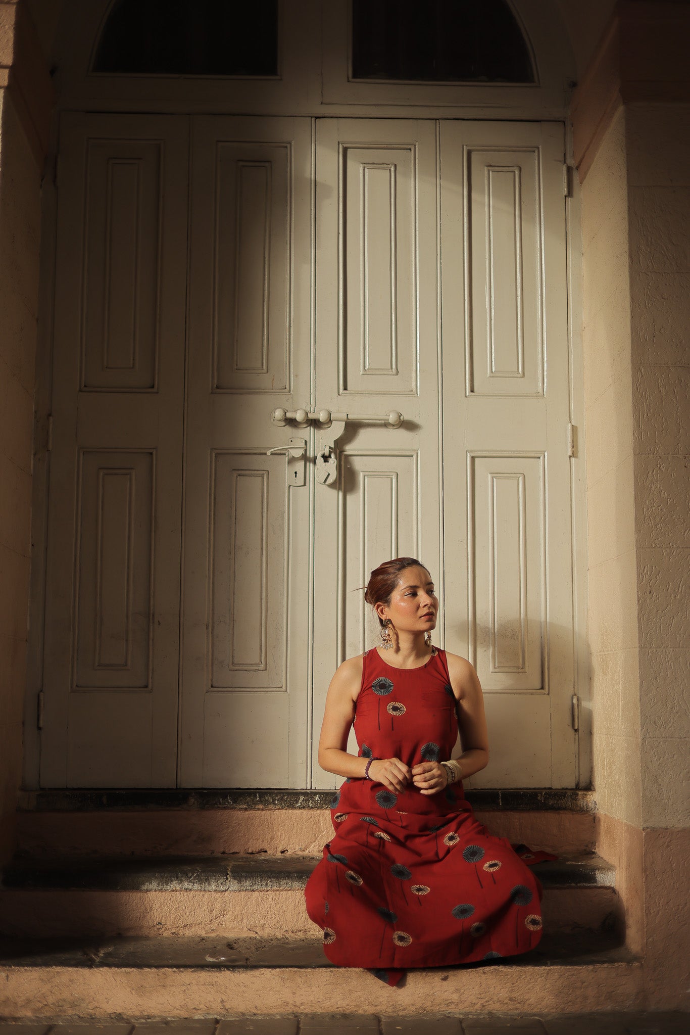 Laya Madder Red Ajrakh Co-ord Set