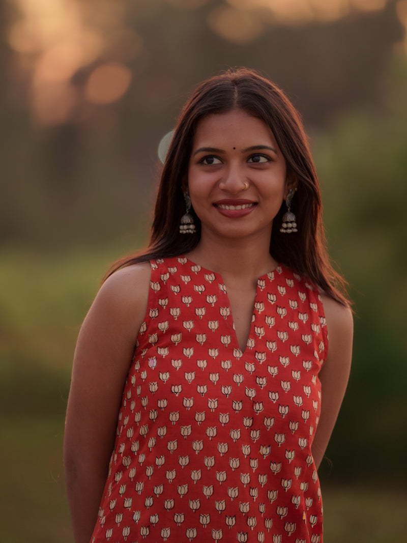 Gamyam Madder Red Bagru Co-ord Set