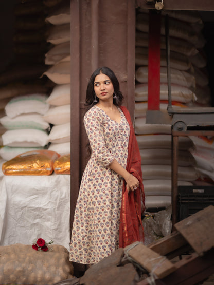 Maya Beige Bagru Co-ord Set