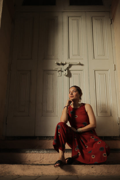 Laya Madder Red Ajrakh Co-ord Set