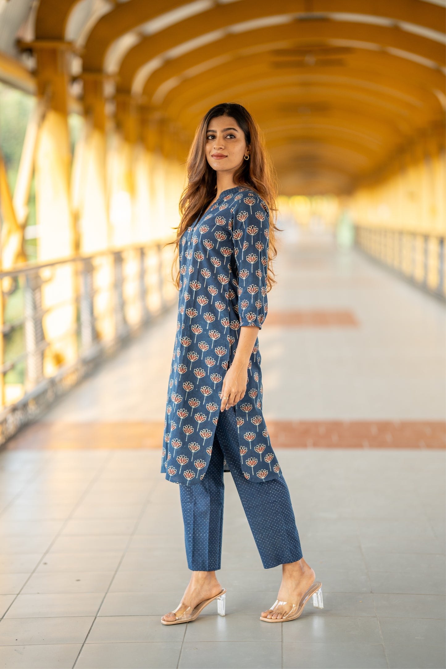 Haya Indigo Ajrakh Kurta Pant Set