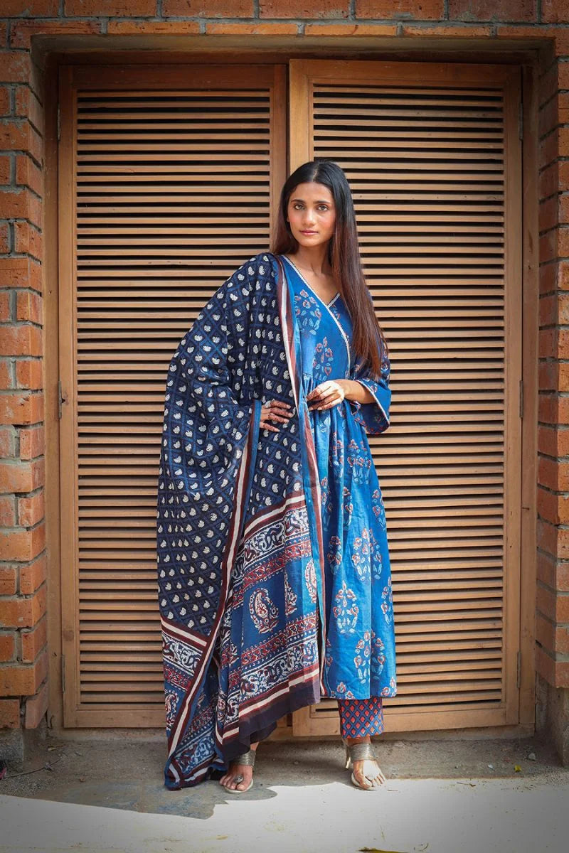Indigo Bagru cotton Dupatta