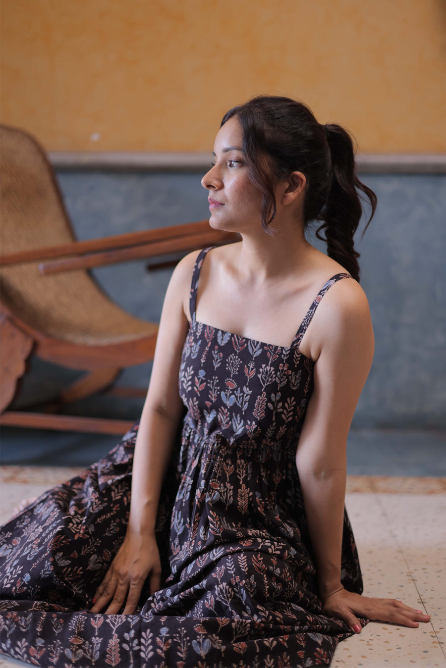 Yala Black Ajrakh Dress