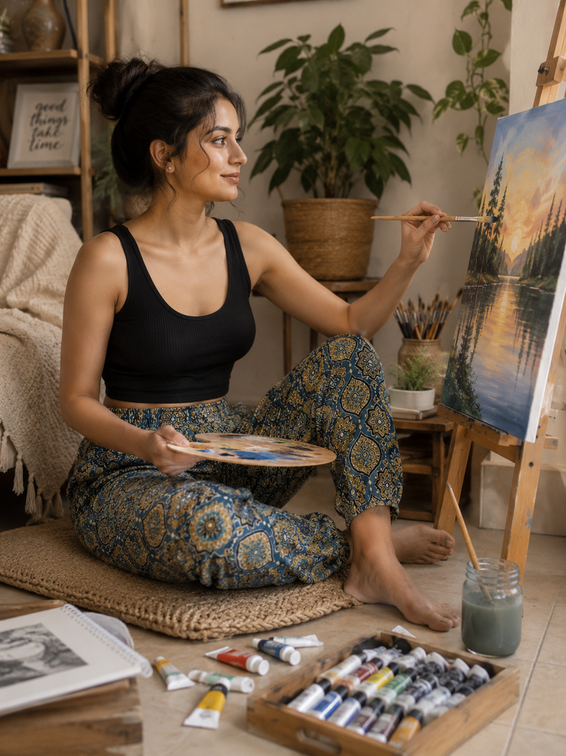 Indigo Ajrakh Lazy Pants