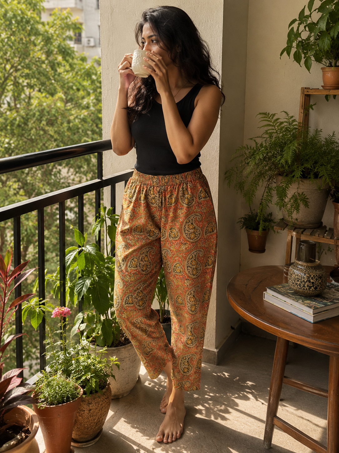Ajrakh Comfort Pants Pumpkin Pink