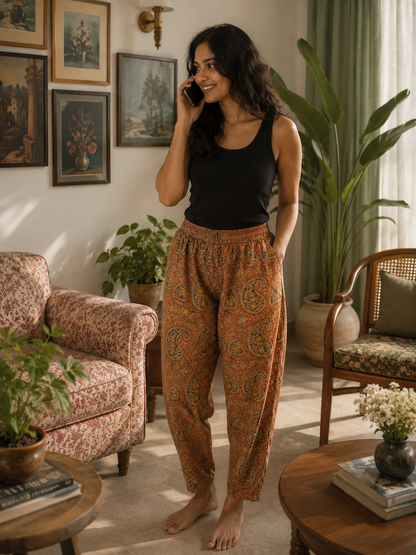 Ajrakh Comfort Pants Pumpkin Pink