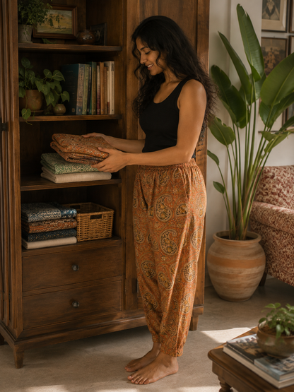 Ajrakh Comfort Pants Pumpkin Pink
