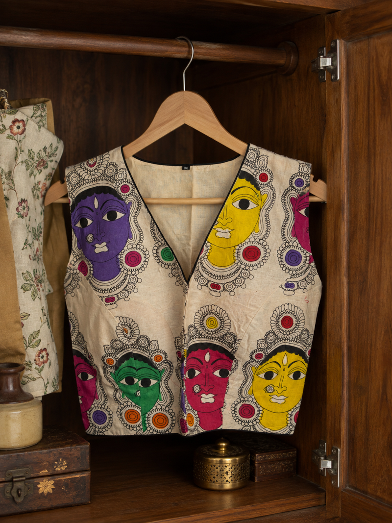 Upcycled Kalamkari Blouse White