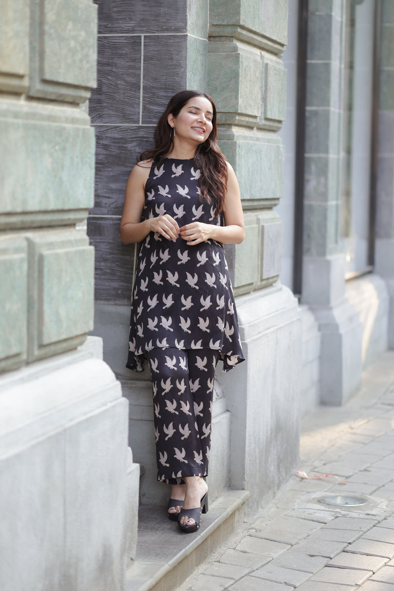 Imroz Black Modal Silk Co-ord Set