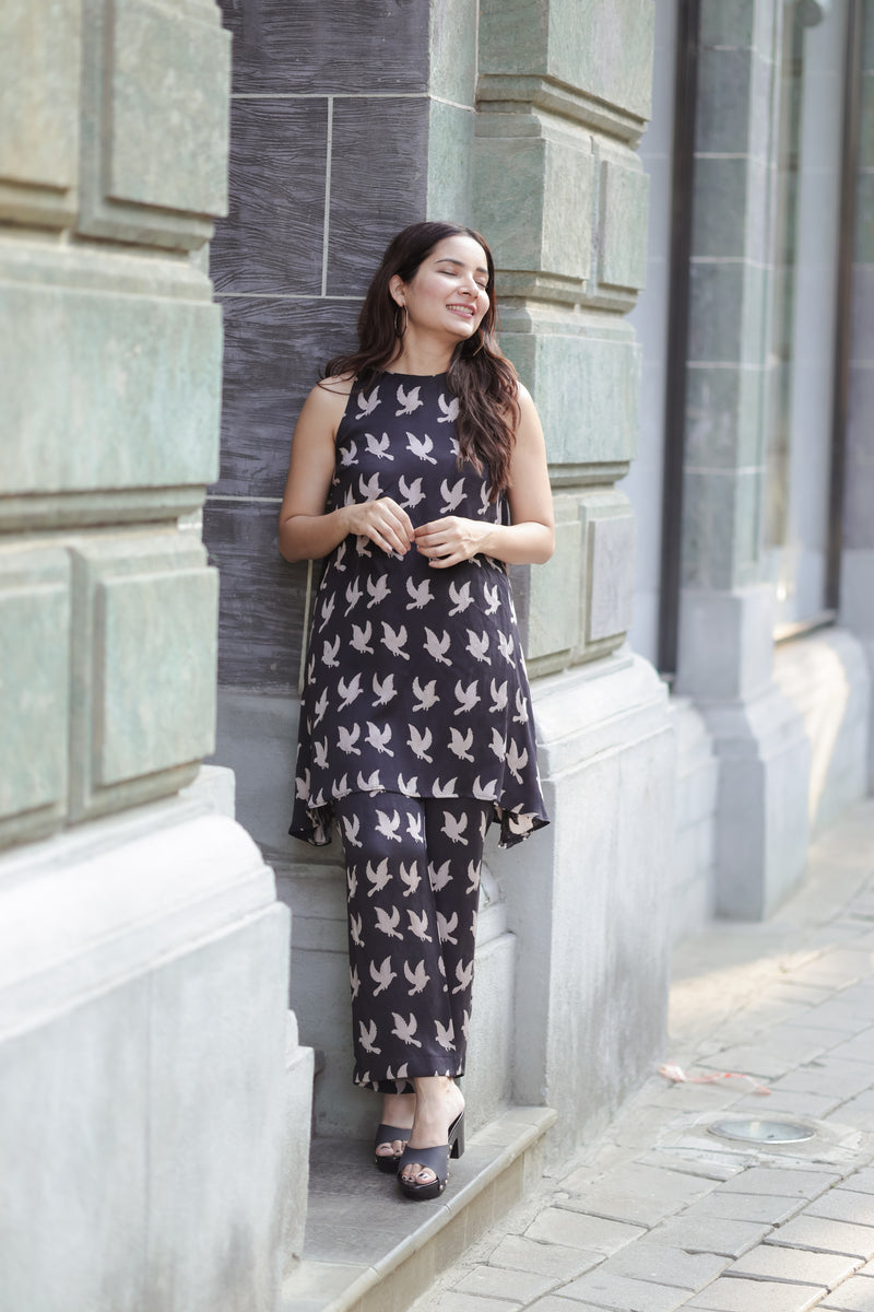 Imroz Black Modal Silk Co-ord Set