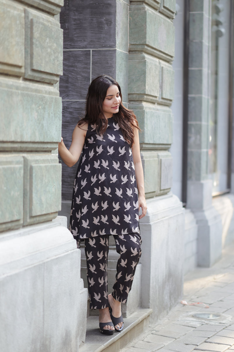 Imroz Black Modal Silk Co-ord Set