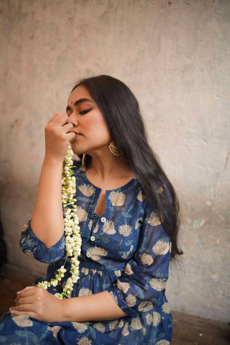 Ardra Chanderi Indigo Kurta