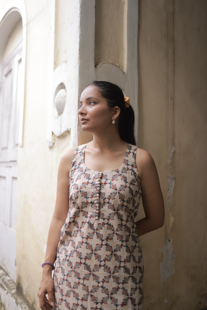 Varnam Beige Kalamkari Co-ord Set