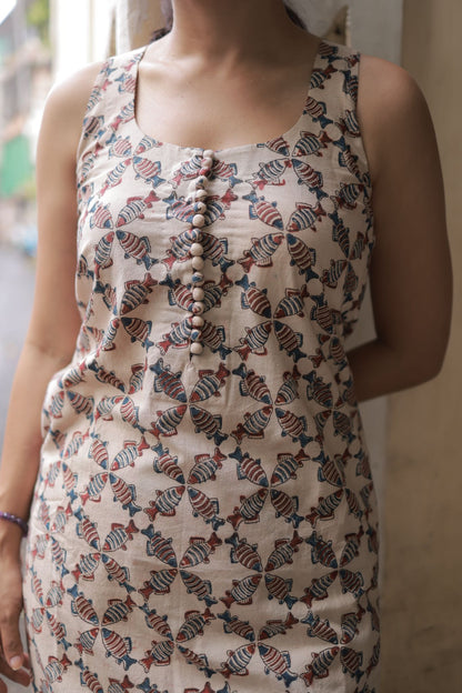 Varnam Beige Kalamkari Co-ord Set