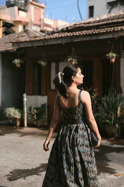 Zanzibar Grey Ajrakh Dress