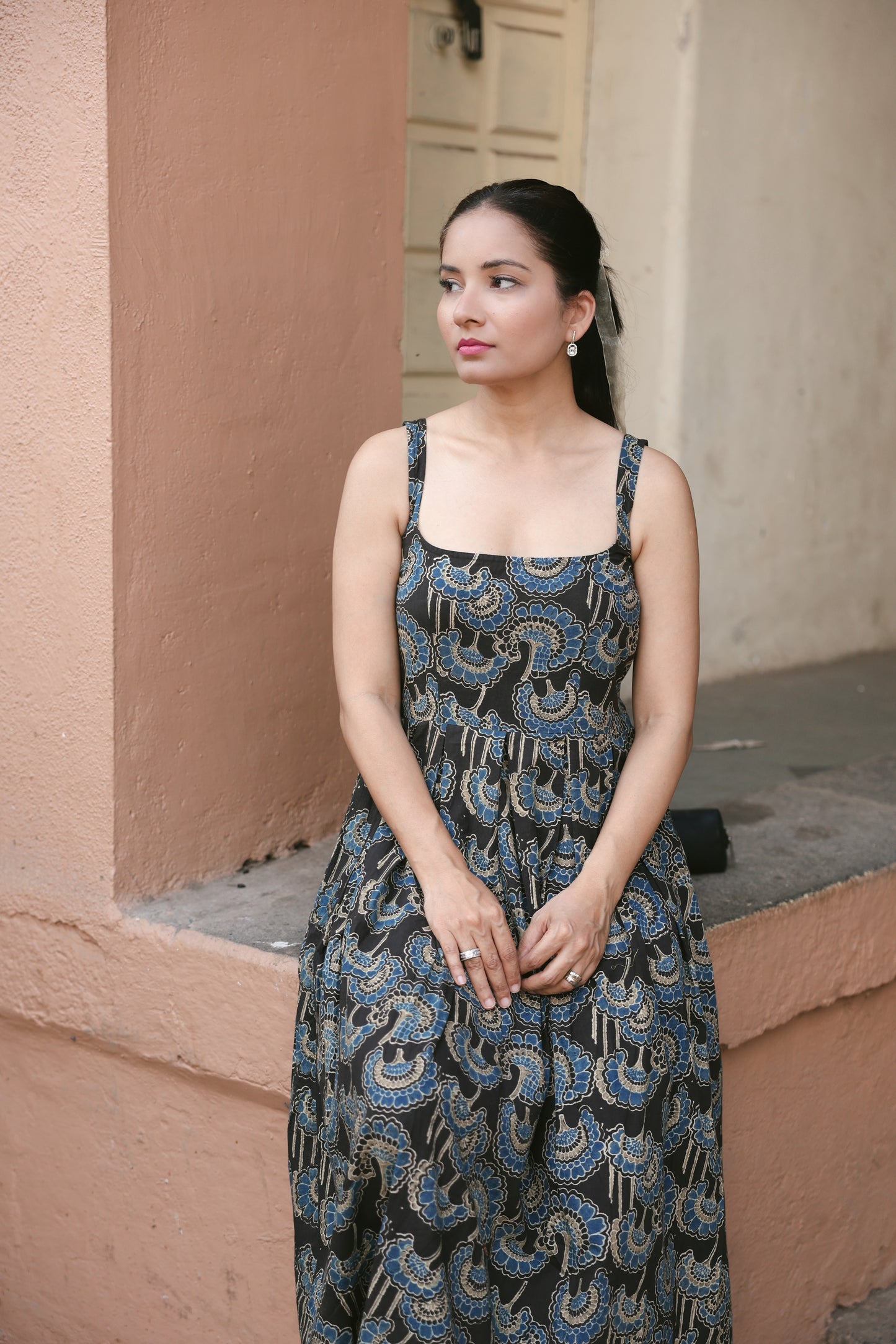 Zanzibar Grey Ajrakh Dress