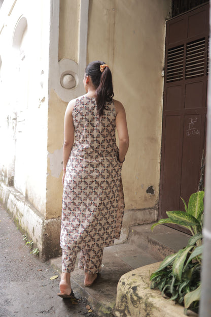 Varnam Beige Kalamkari Co-ord Set