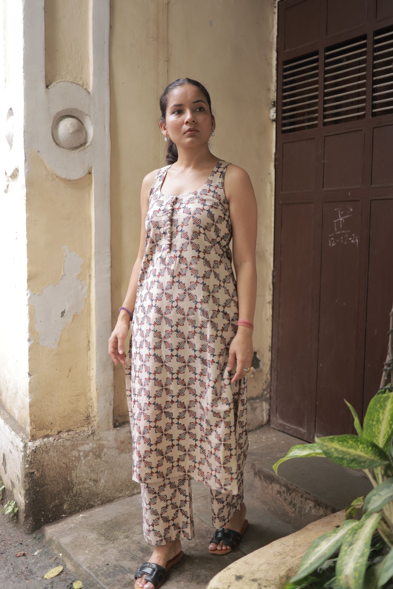 Varnam Beige Kalamkari Co-ord Set