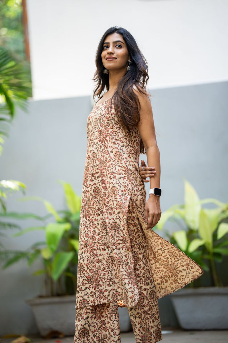 Saaya Beige Kalamkari Co-ord Set