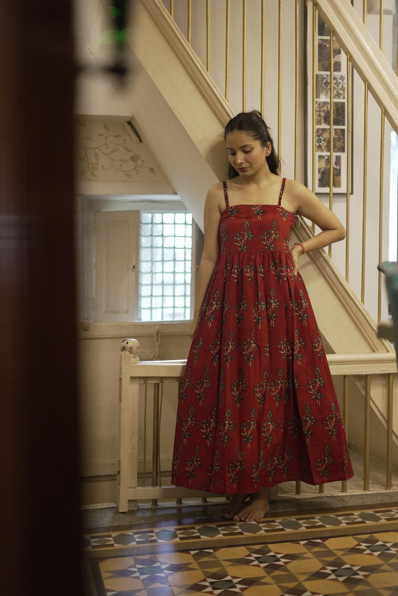 Yala Madder Red Ajrakh Dress
