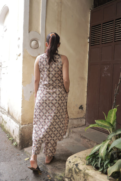 Varnam Beige Kalamkari Co-ord Set