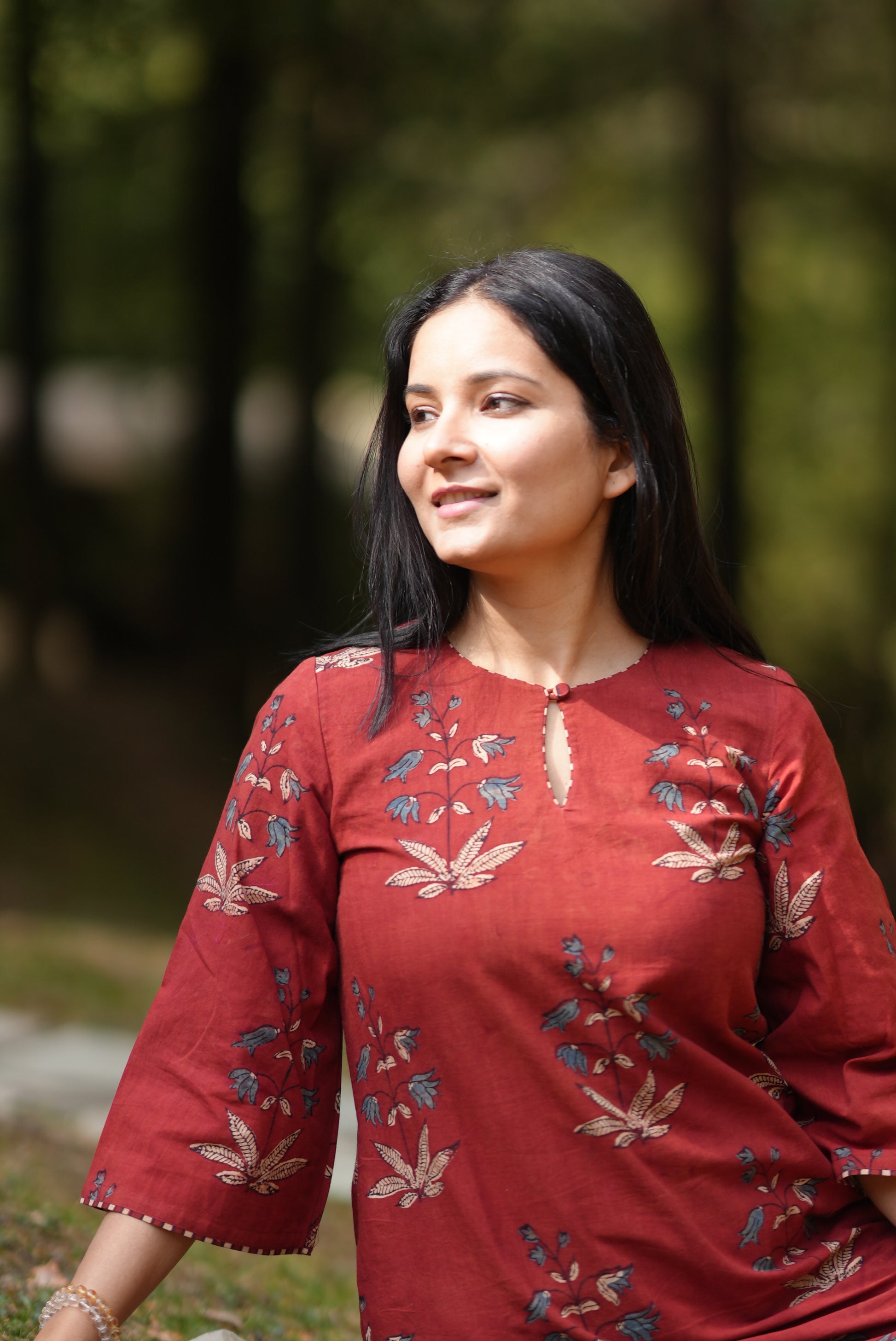 Fidaa Madder Red Ajrakh Co-ord Set XS - Main Image