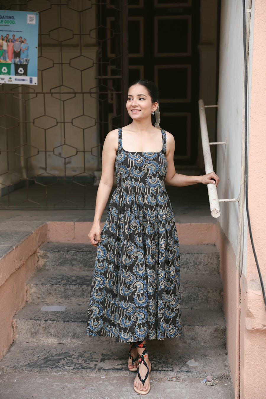 Zanzibar Grey Ajrakh Dress