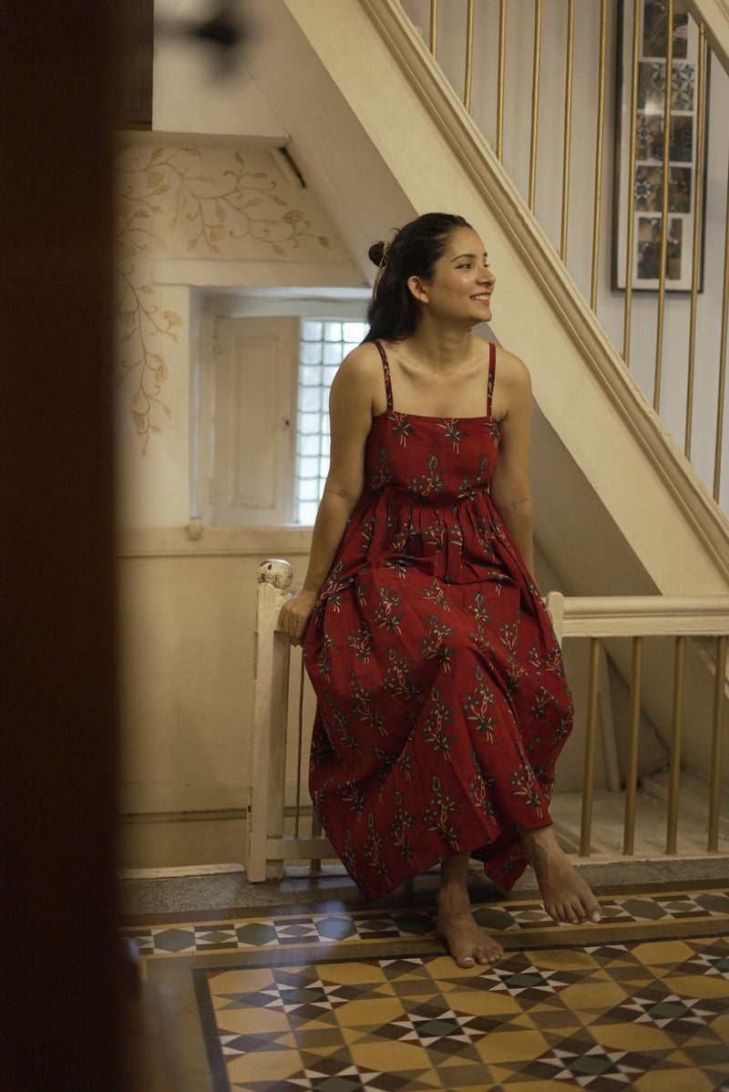 Yala Madder Red Ajrakh Dress